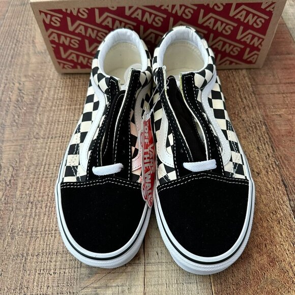 Vans Old Skool Primary Check Black/White Sneakers Size 4.0 Women’s Slip-On Class - Picture 4 of 12